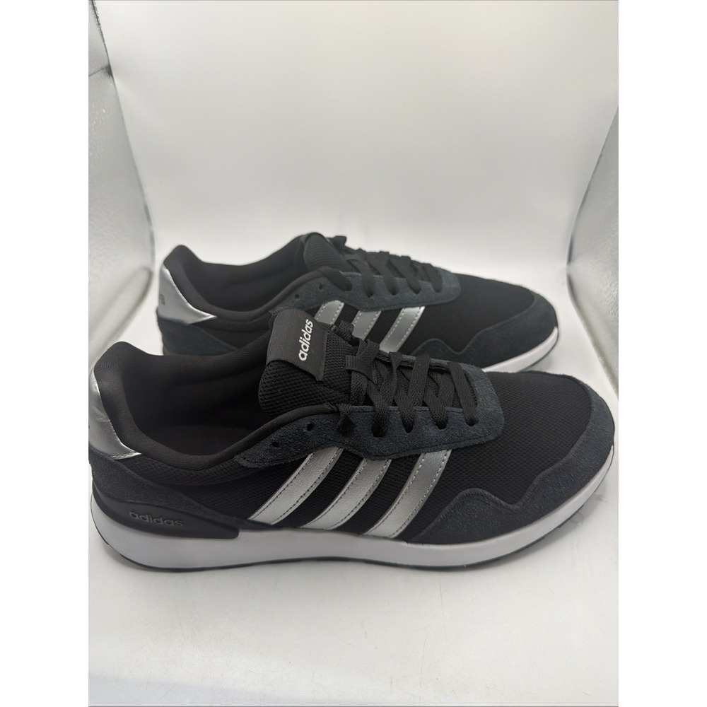 adidas Run 60s 4.0 Black/Silver/White Low Top Sneakers JR6626 Women's Size 10